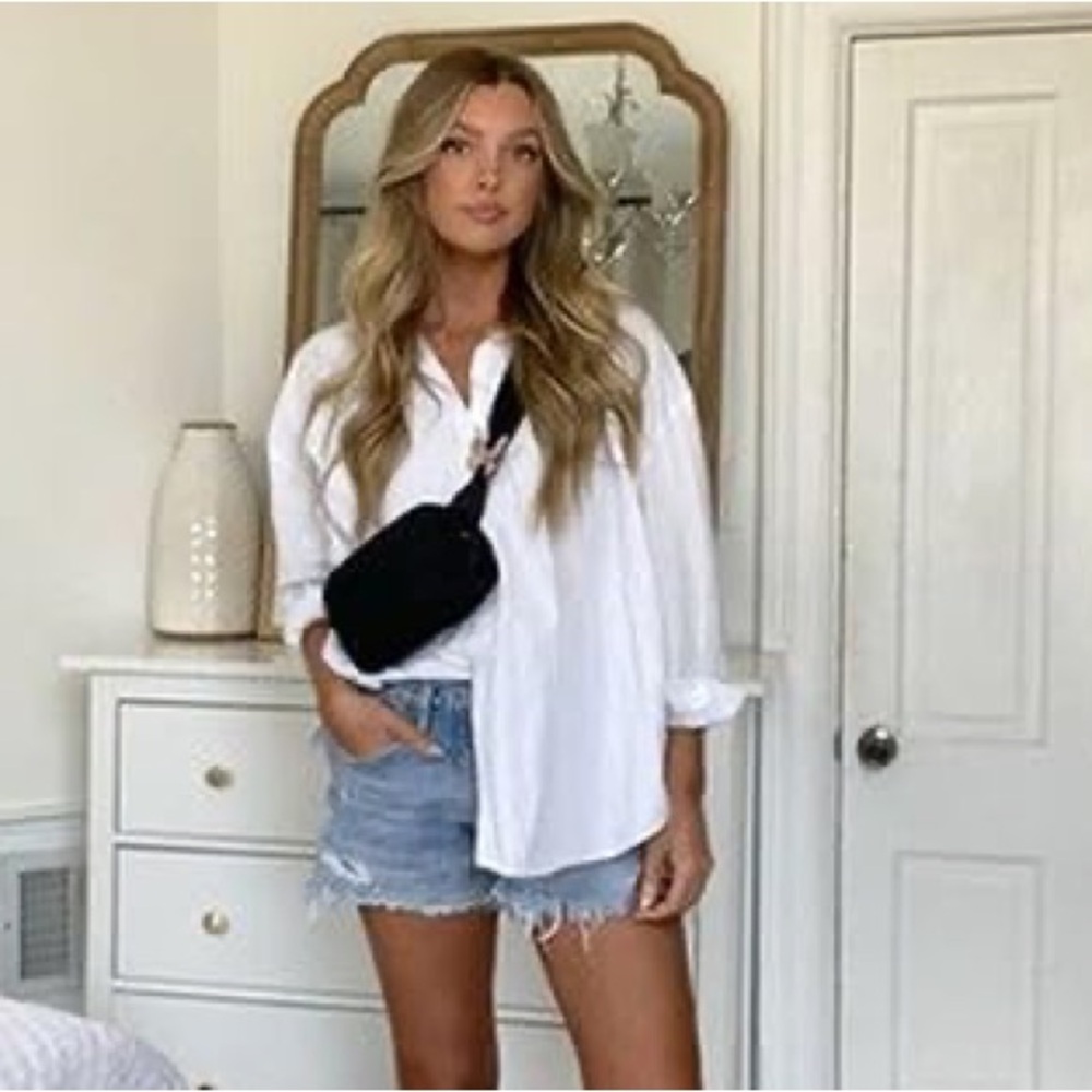 H&M White Linen Shirt - Long sleeve